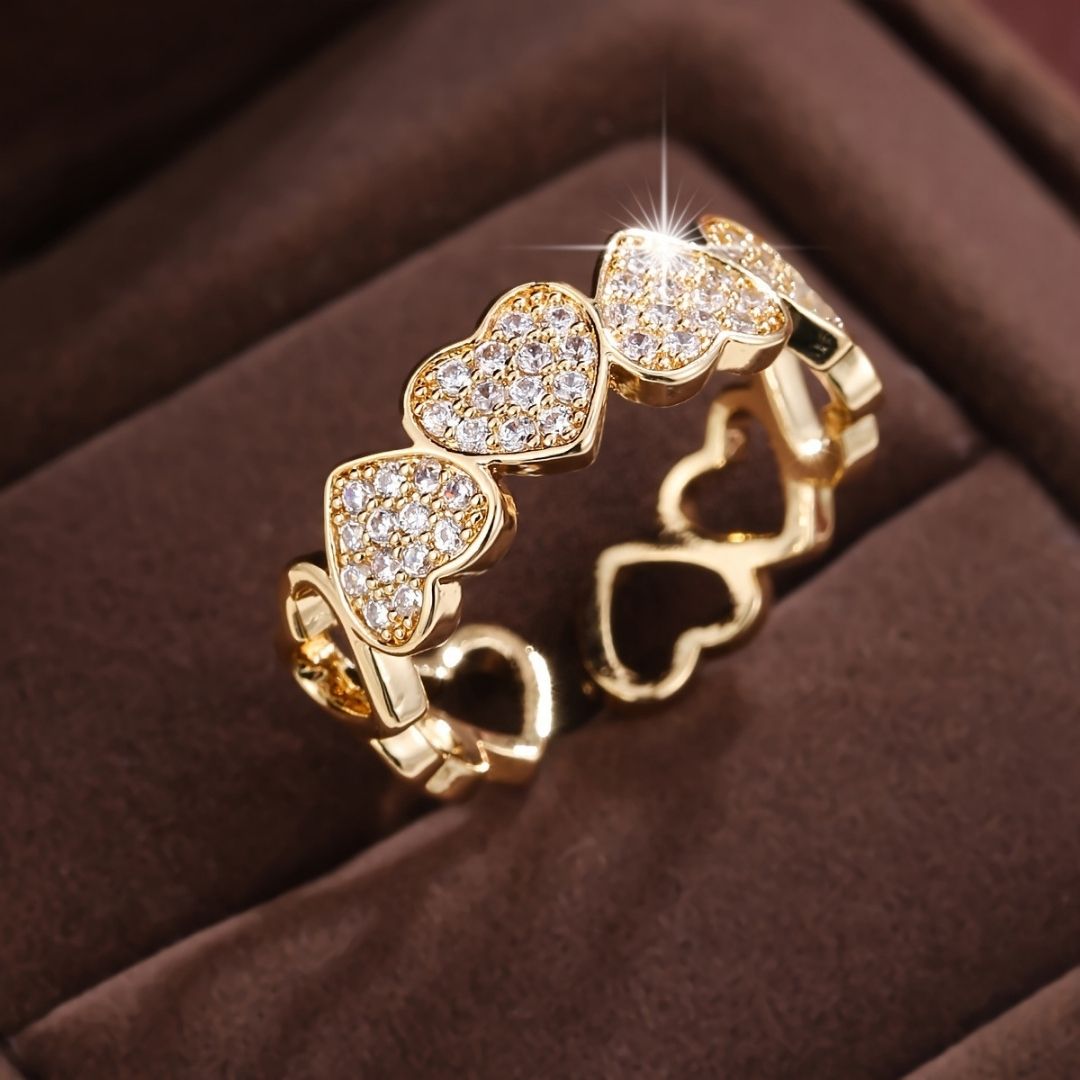 Gilded Pave Heart Band Ring