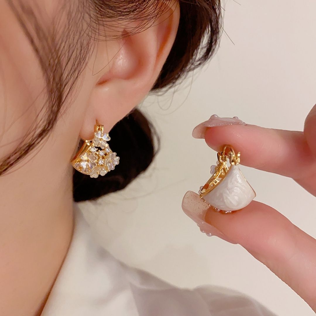 Moonlit Magnolia Hoop Earrings