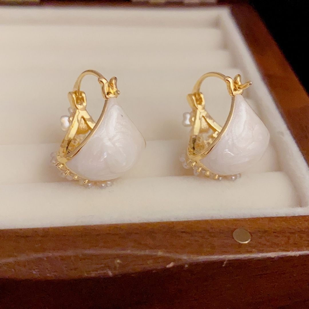 Moonlit Magnolia Hoop Earrings
