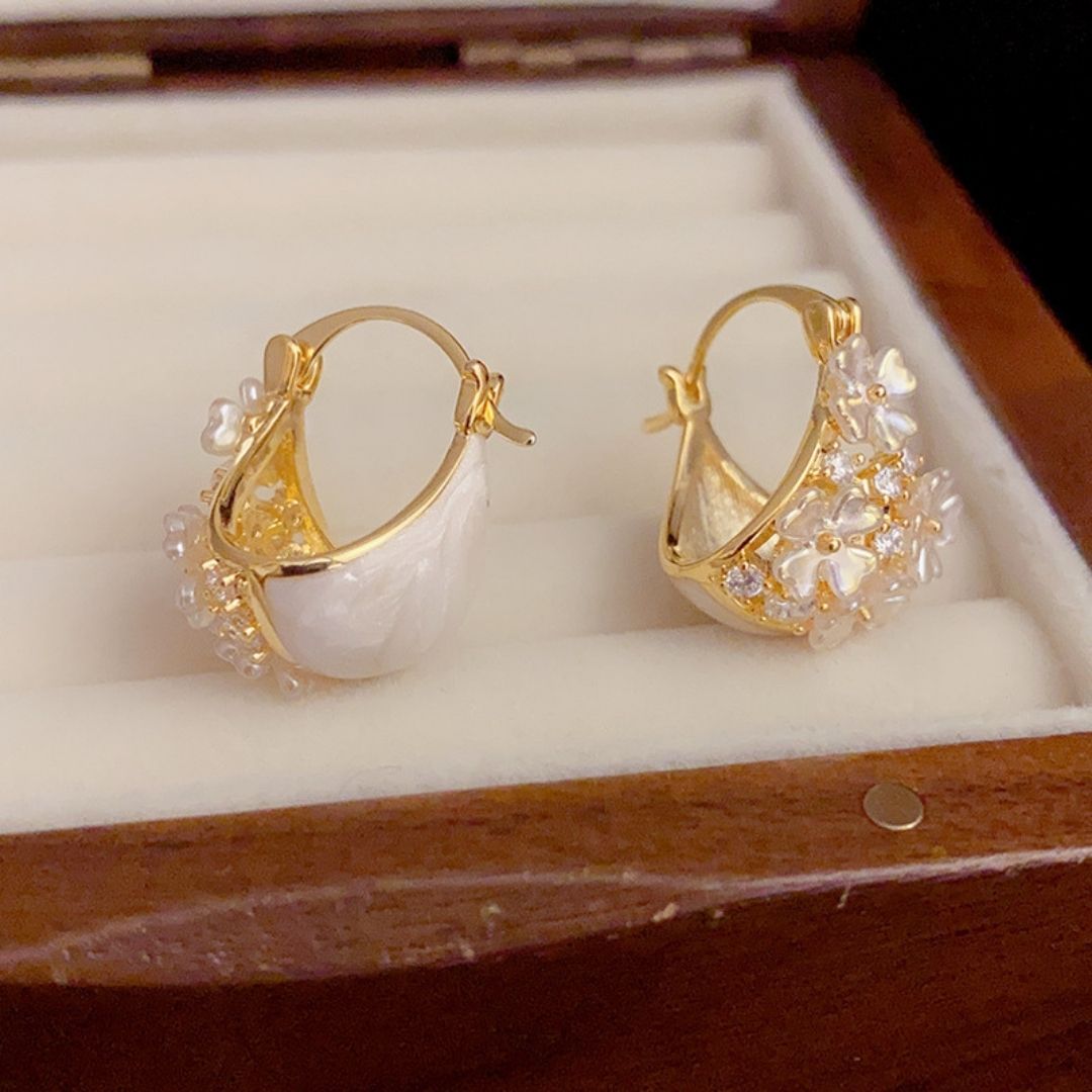 Moonlit Magnolia Hoop Earrings