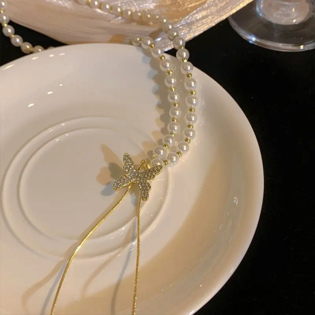 Perky Pearl Butterfly NeckPiece