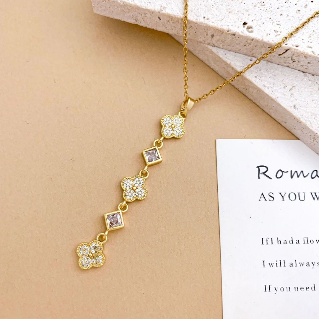 Clover Cascade Lariat Necklace