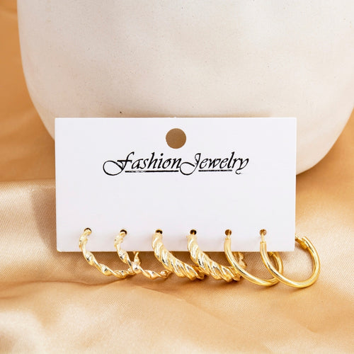 Golden Twists Hoop Combo Earring