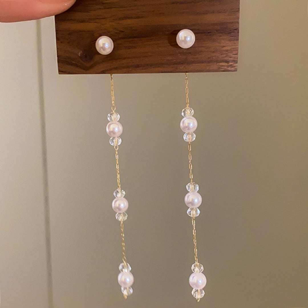 Delicate Pearl & Crystal Danglers Earrings