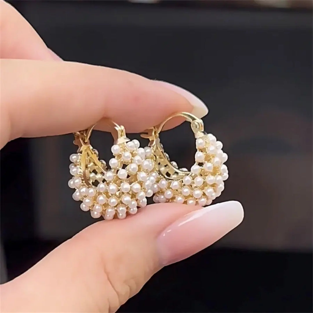 Gilded Orb Pearl Earrings
