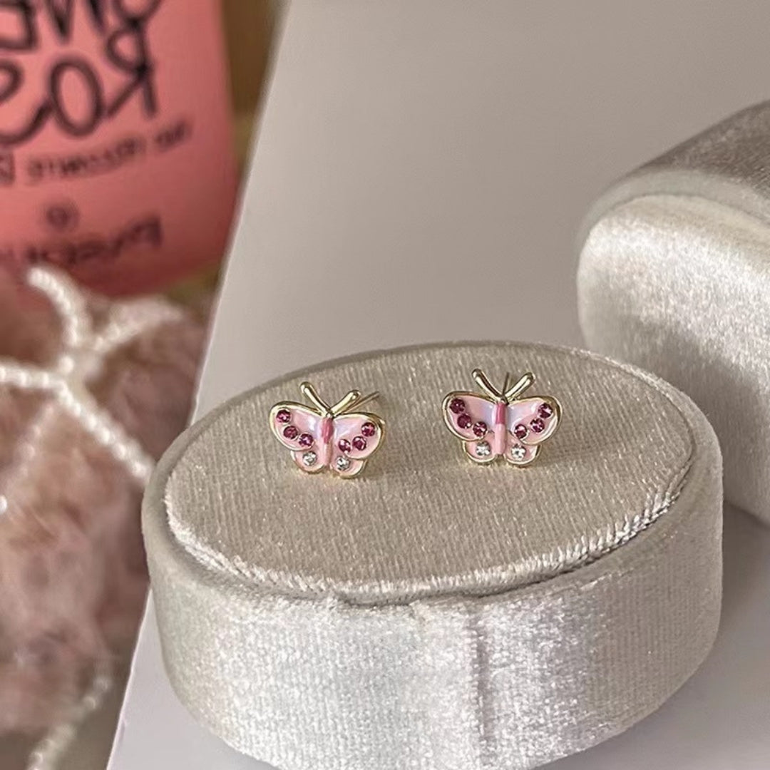 Pink Flutter Studs Earrings