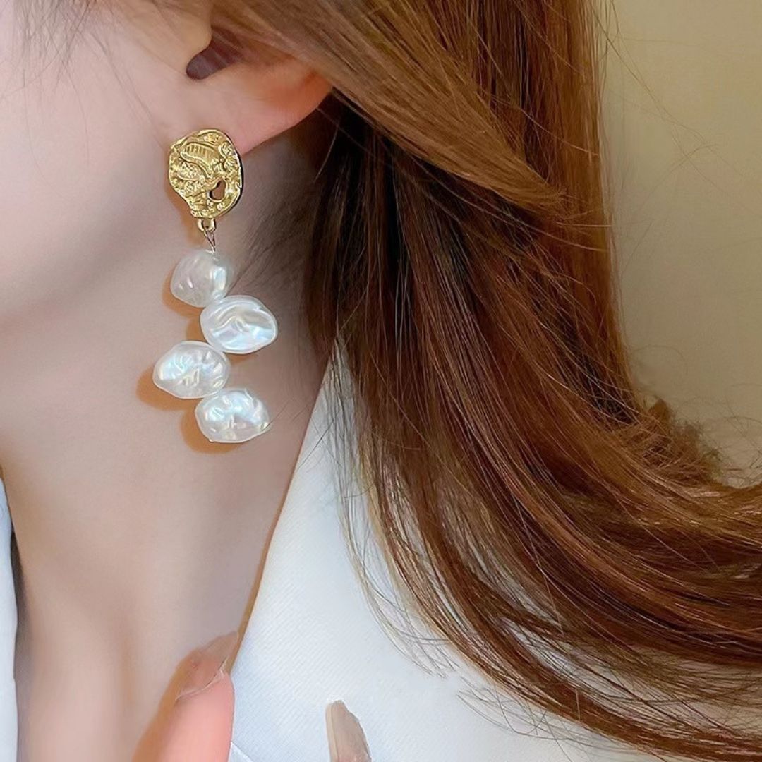 Sculpted Sea-Foam Dangles Earrings