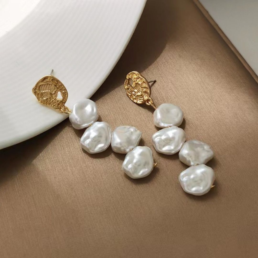Sculpted Sea-Foam Dangles Earrings