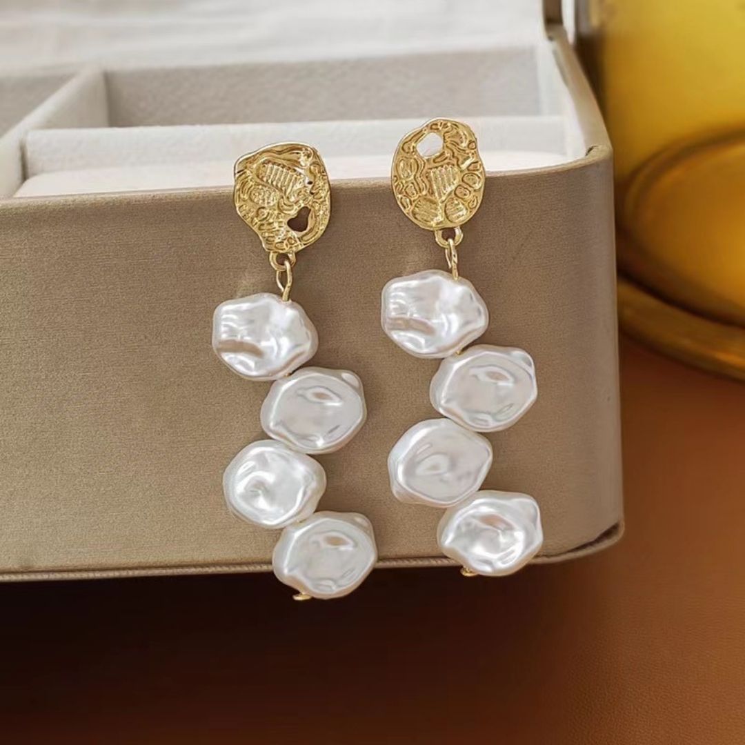 Sculpted Sea-Foam Dangles Earrings