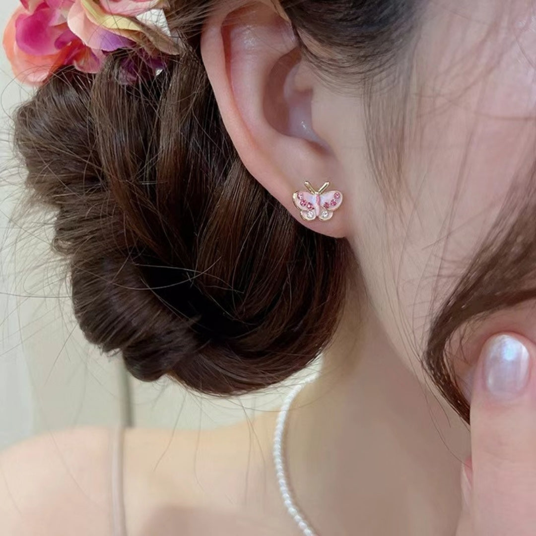 Pink Flutter Studs Earrings