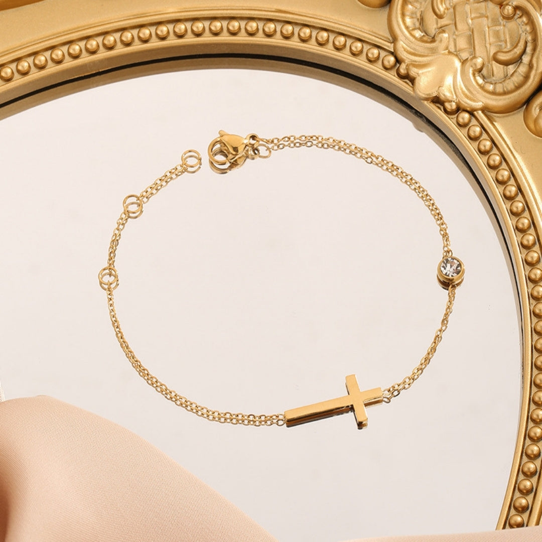 Minimalist Cross Charm Bracelet