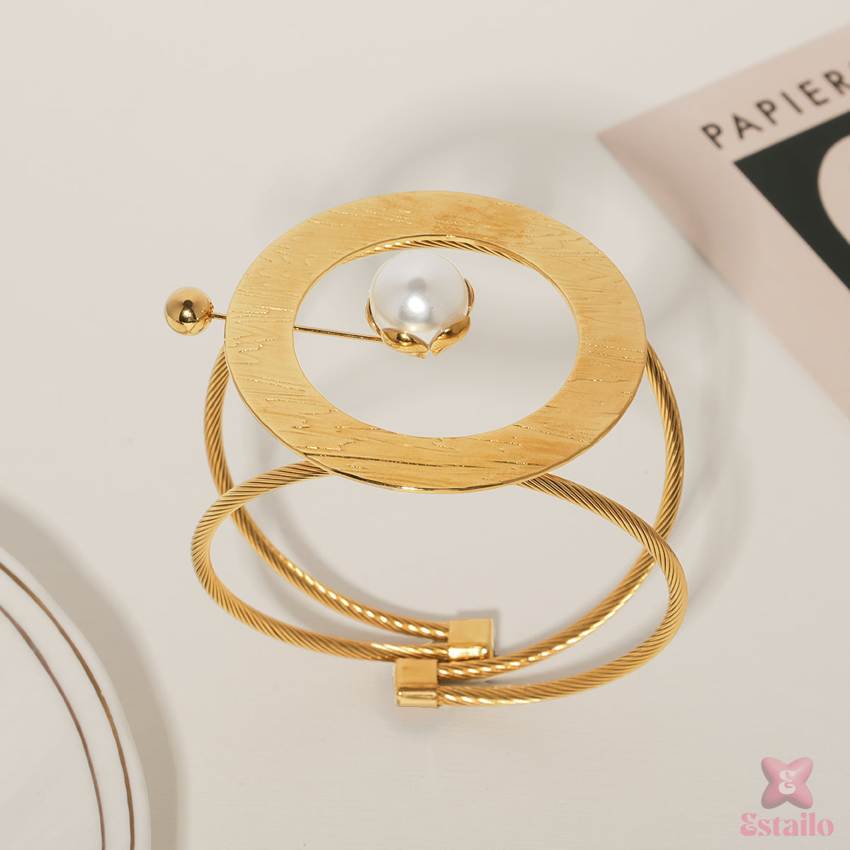 Orbital Pearl Cuff Bracelet