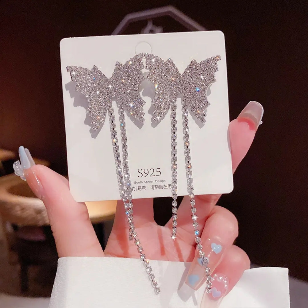 Silver Mist Butterfly Dangle Earrings