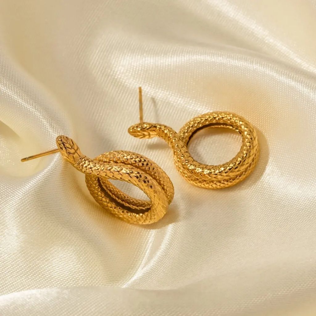Golden Coil Snake Earrings