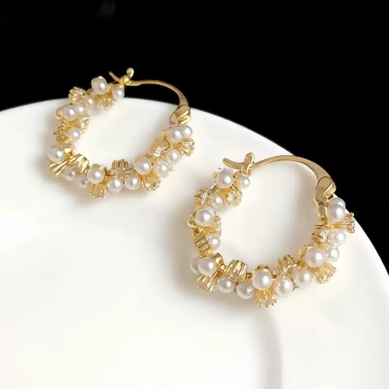 Celestial Pearl Hoops Earring
