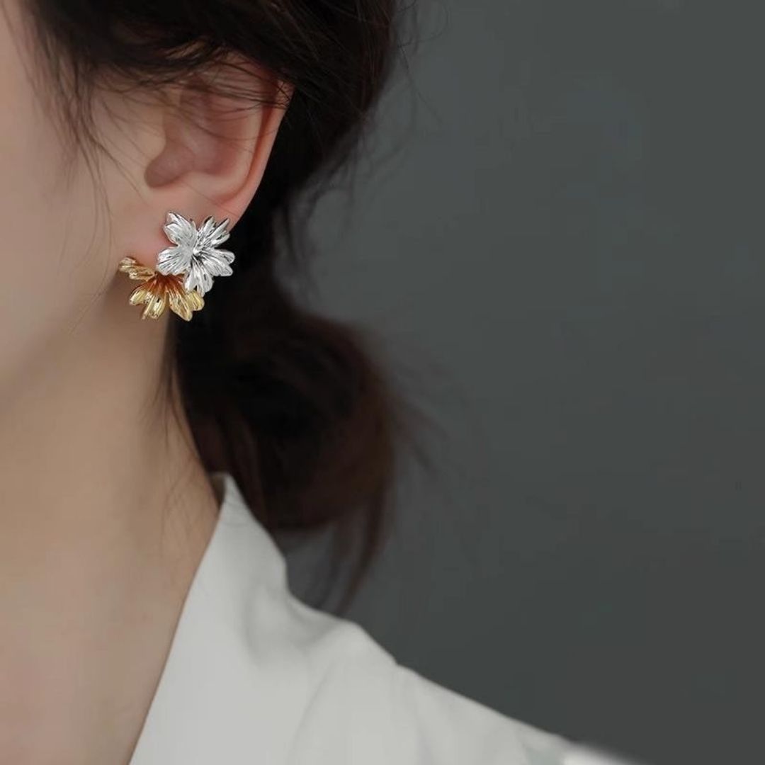 Two-Tone Petals Studs Earrings