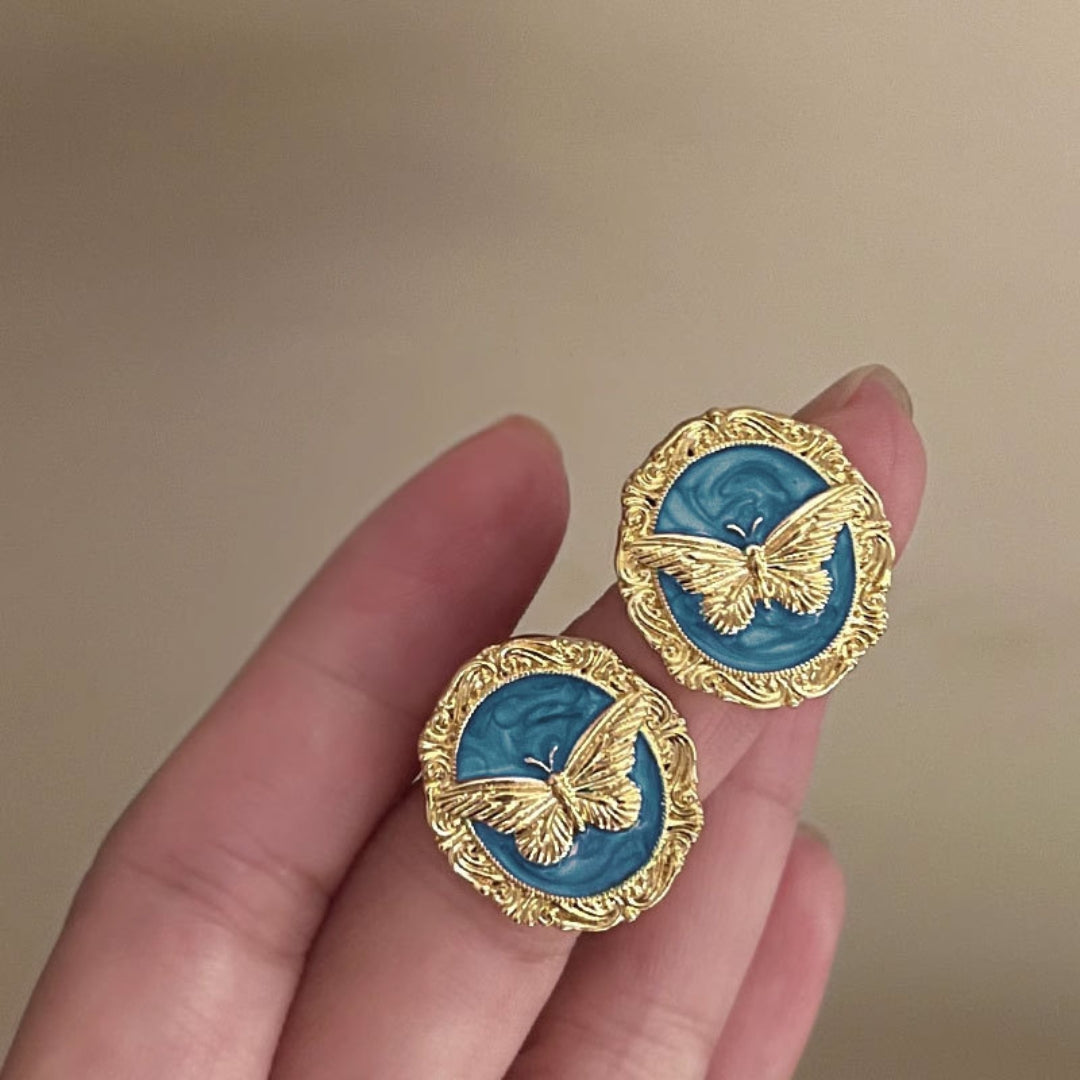 Gilded Butterfly Medallion Studs