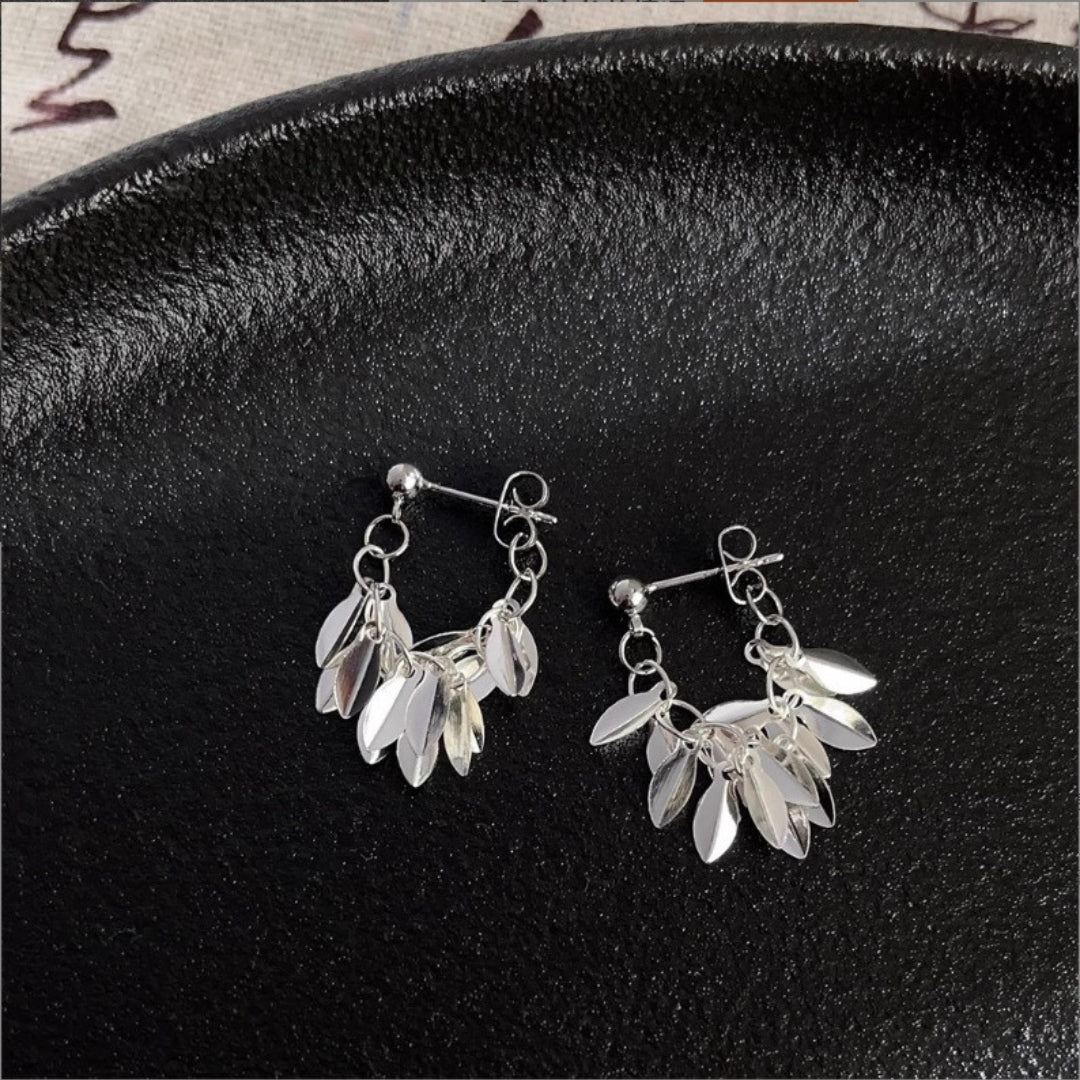Silver Leaf Cascade Earrings