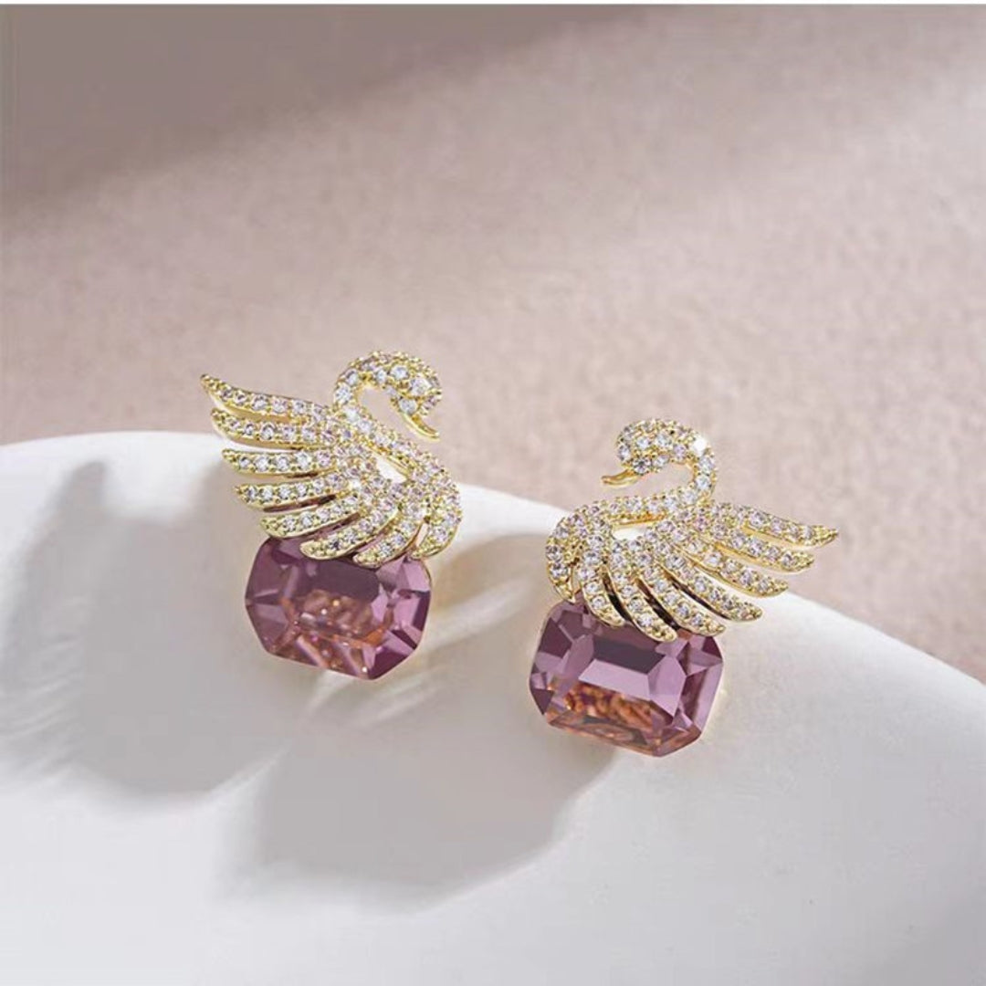 Amethyst Swan Serenade Earrings