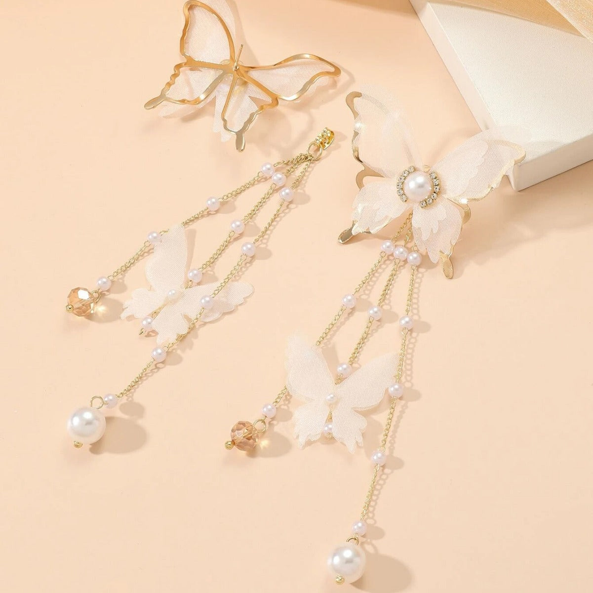 Charming Butterfly Pearl Cascades Earrings