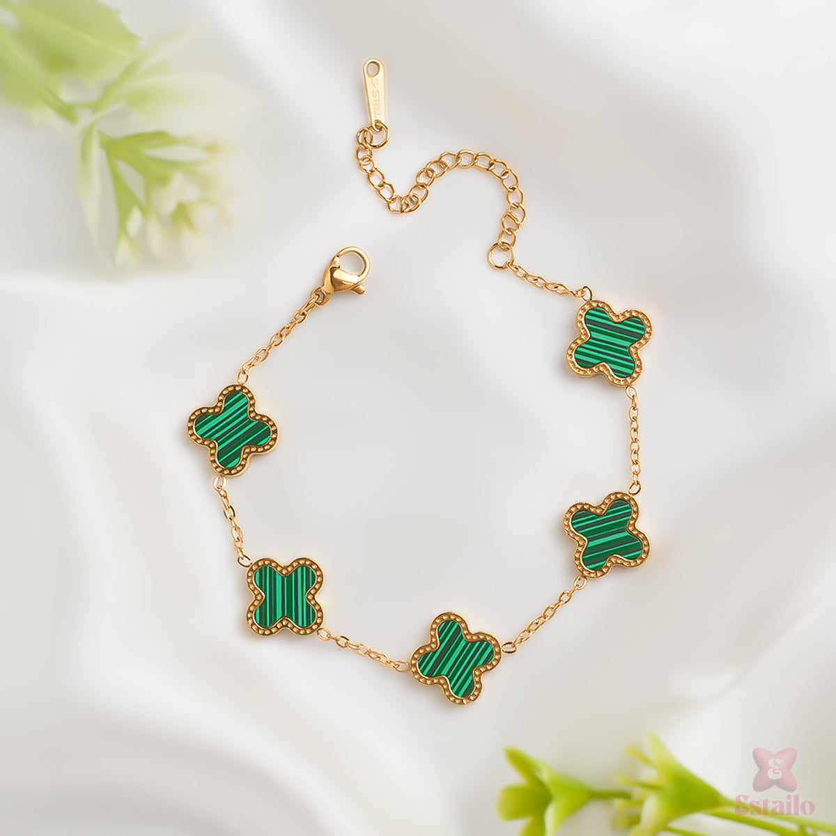 Ethereal Green Clover Bracelet