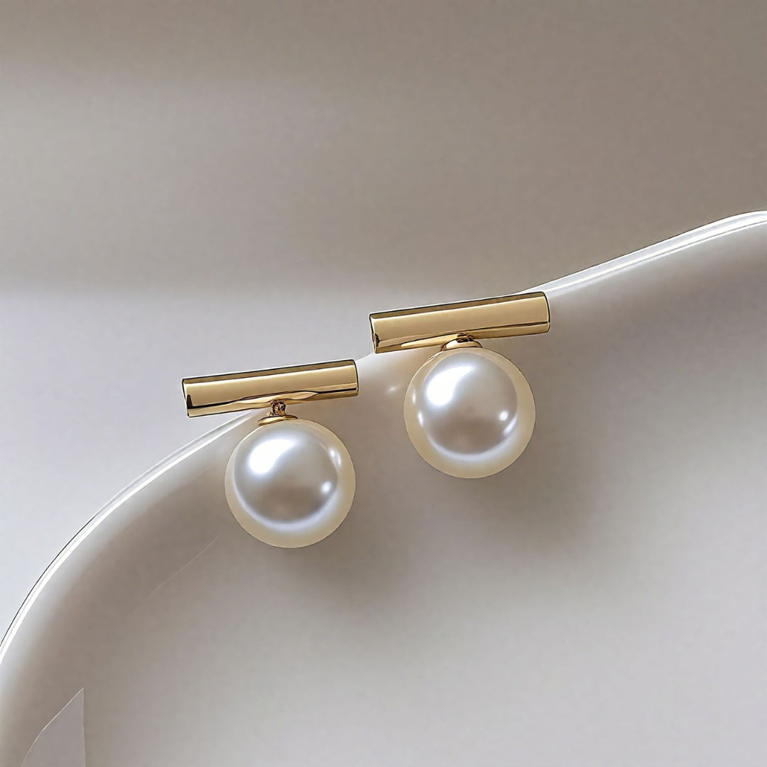 Minimalist Pearl Bar Earrings
