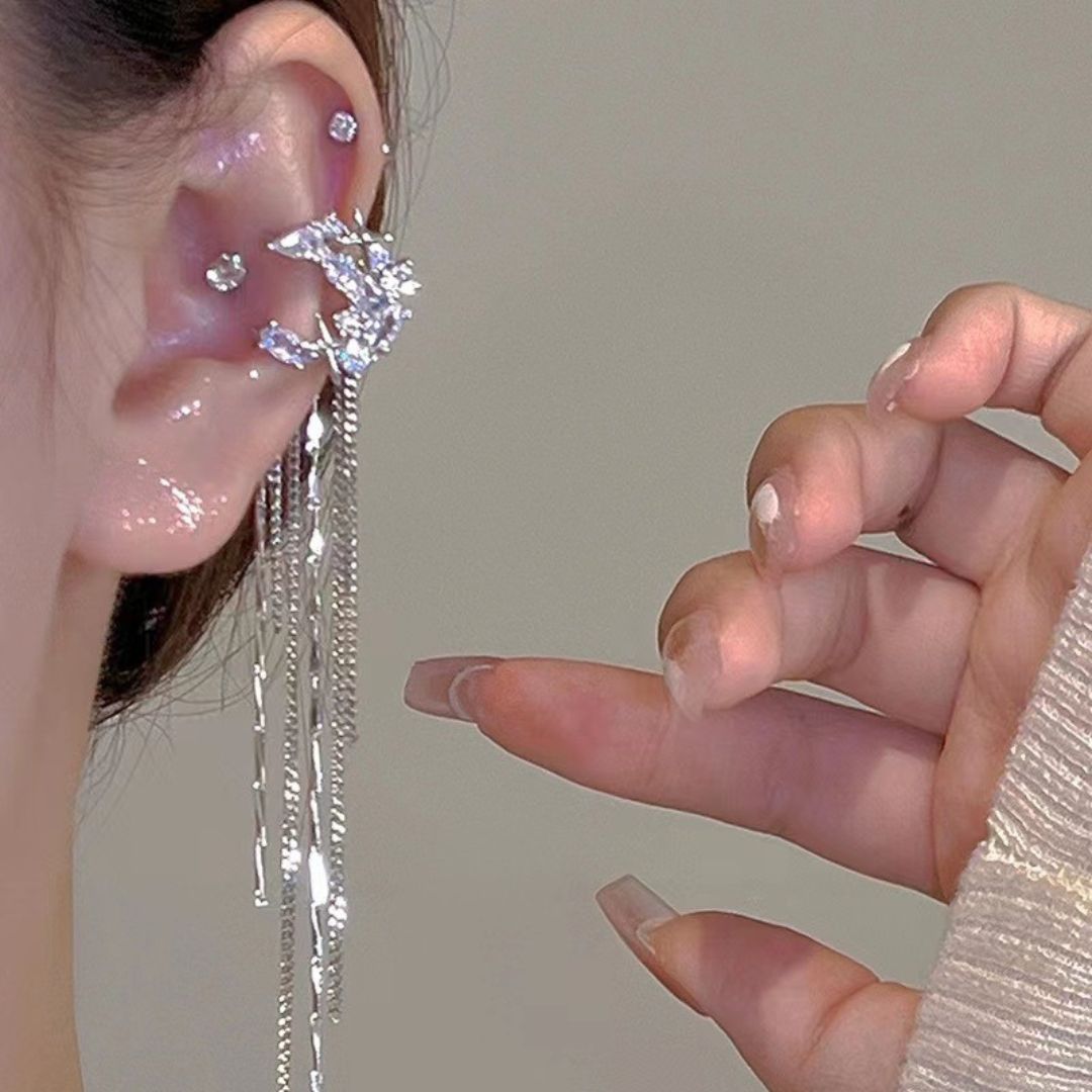 Moonlit Droplet Ear Cuff Earrings