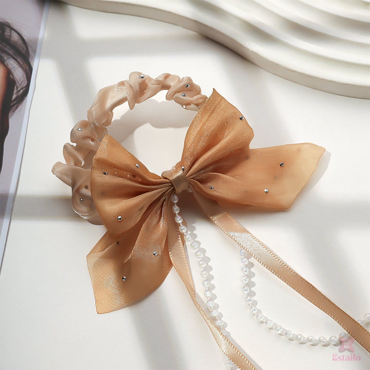 Rhinestone Ribbon Tie