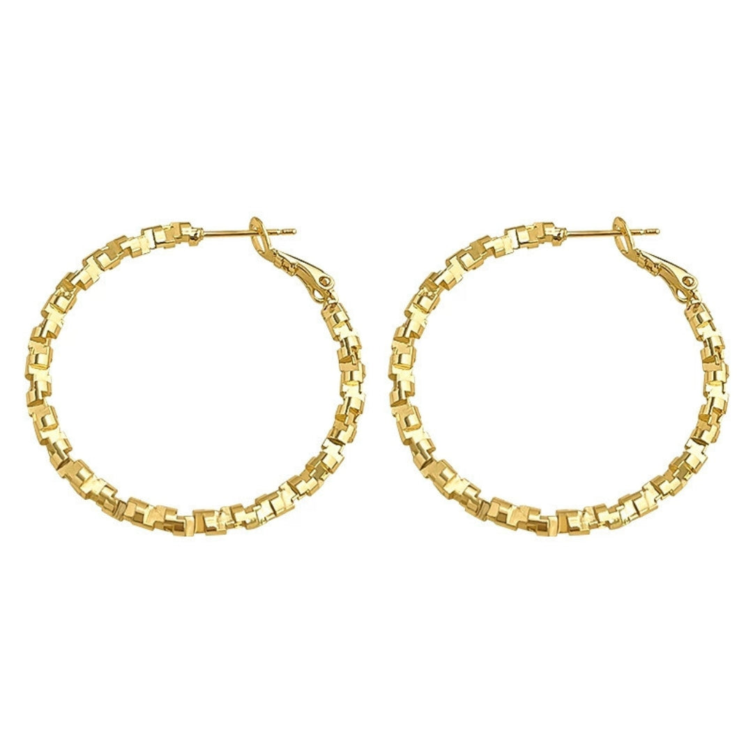 Golden Grid Hoops