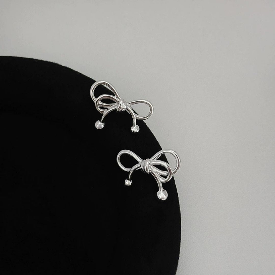 Silver Ribbon Drops Earrings