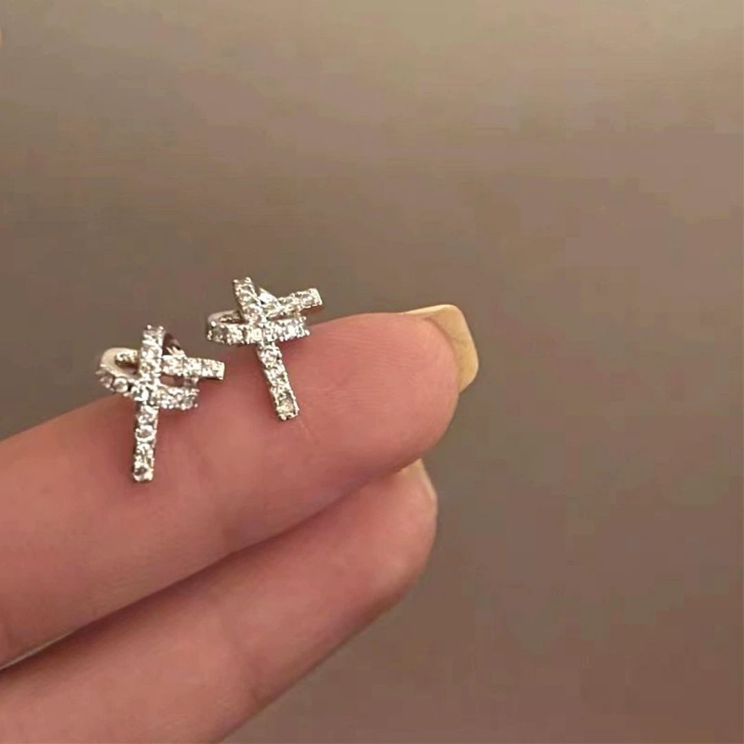 Criss-Cross Sparkle Studs Earrings