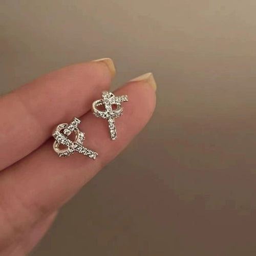 Criss-Cross Sparkle Studs Earrings