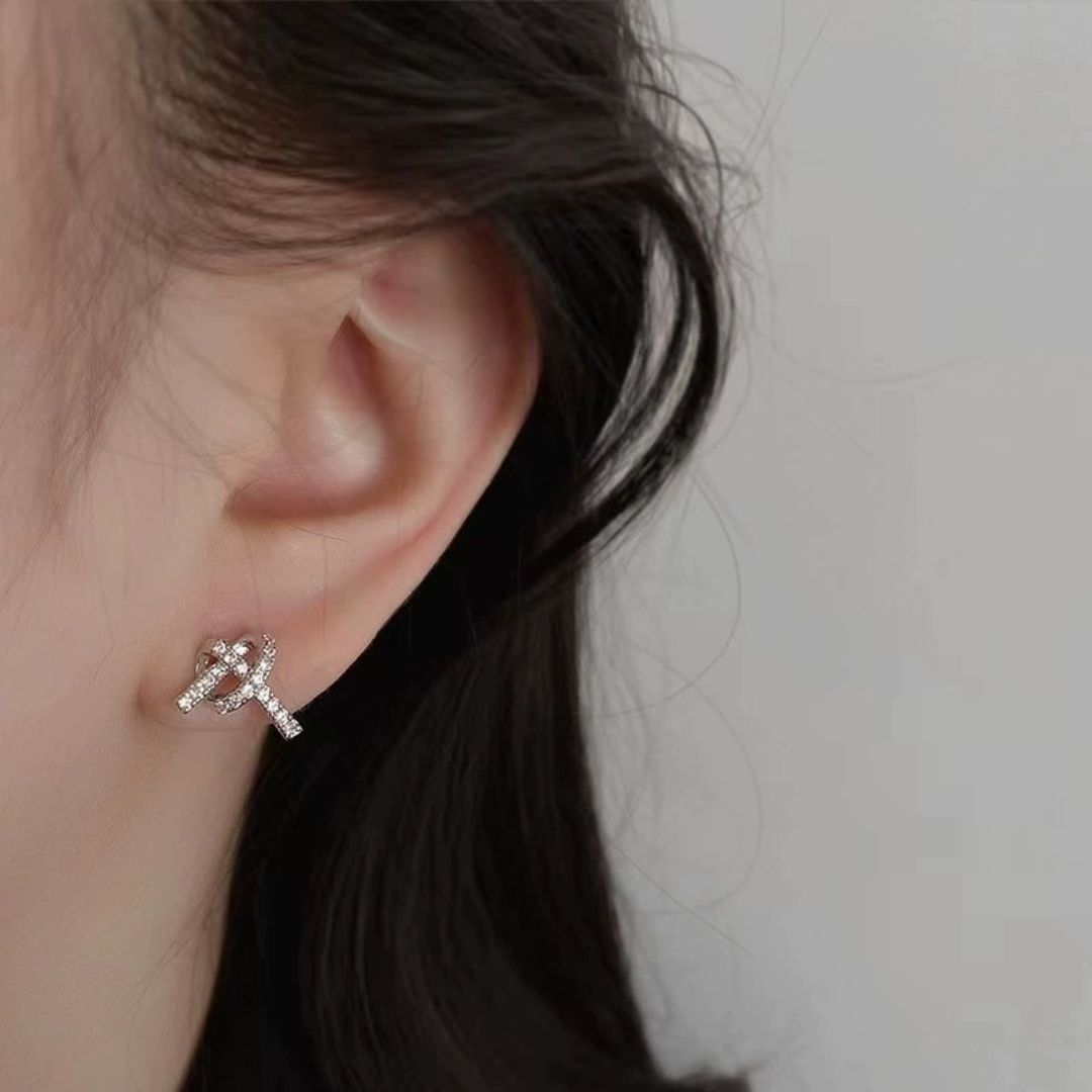 Criss-Cross Sparkle Studs Earrings