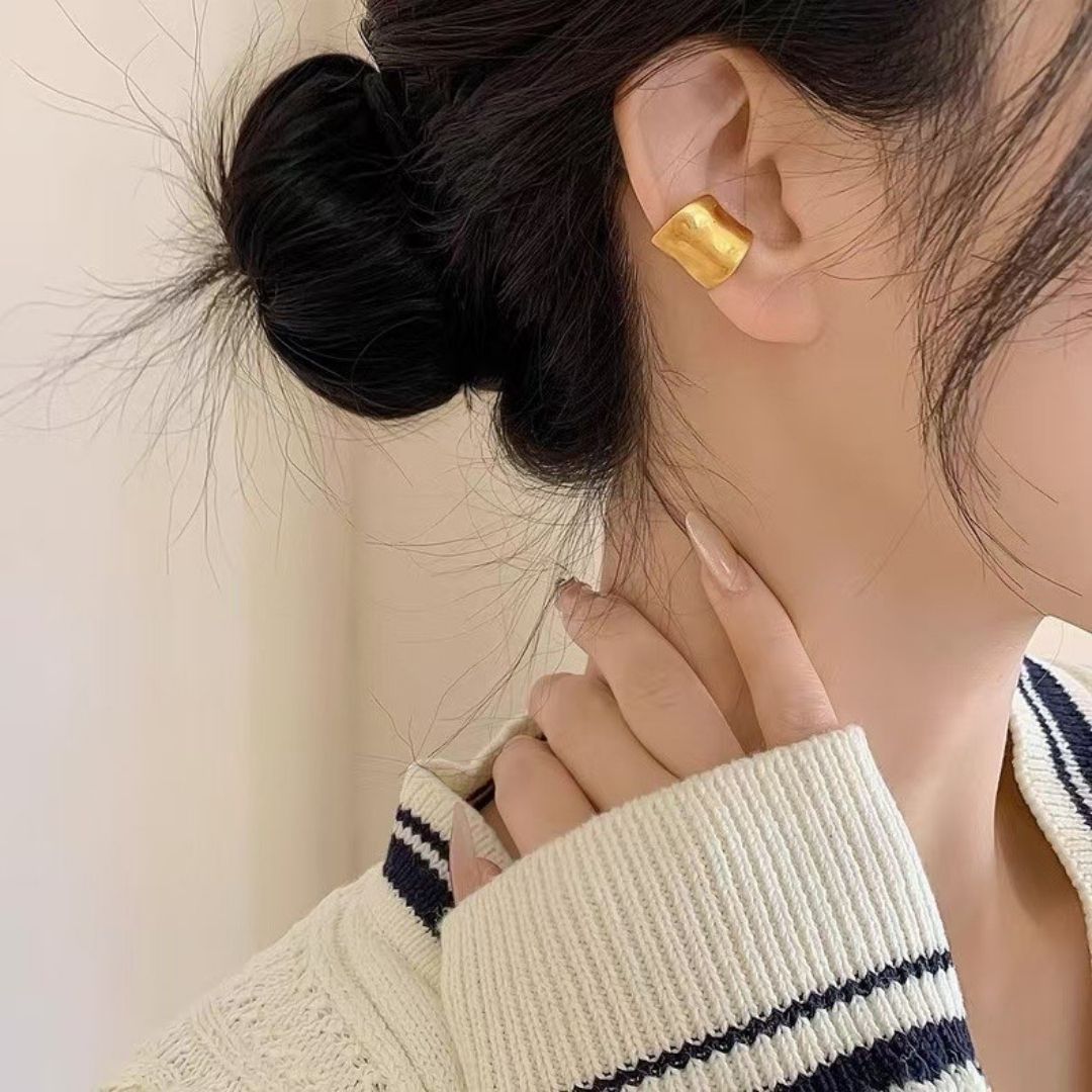 Linear Wide-Band Cuff Earrings