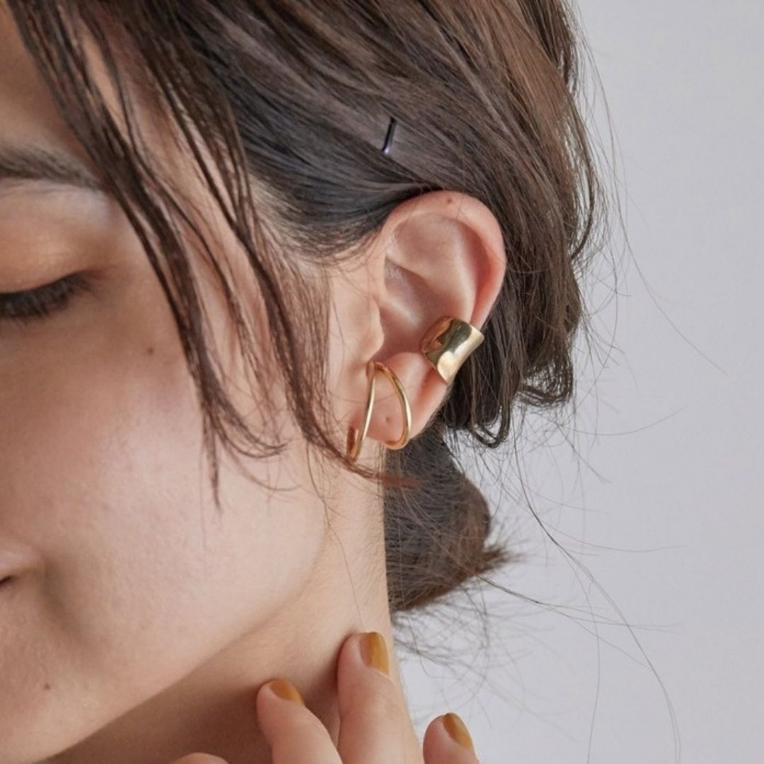 Linear Wide-Band Cuff Earrings