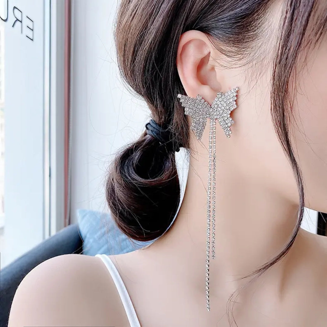 Silver Mist Butterfly Dangle Earrings