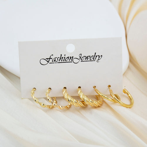 Golden Twists Hoop Combo Earring