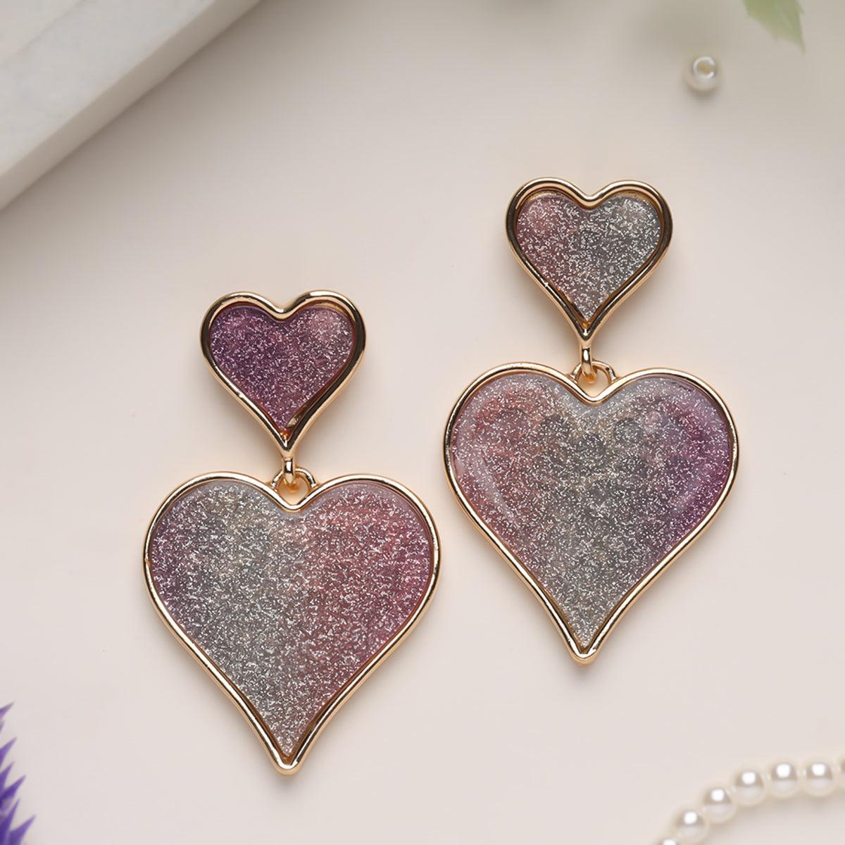 Halo Heart Charms Dangler Earrings