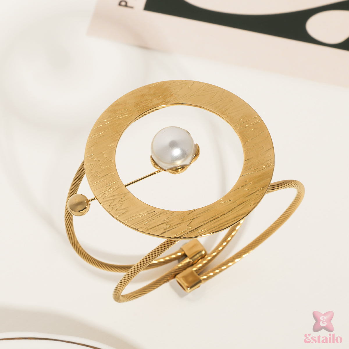 Orbital Pearl Cuff Bracelet