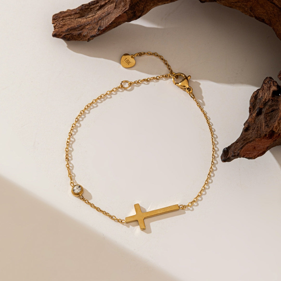 Minimalist Cross Charm Bracelet