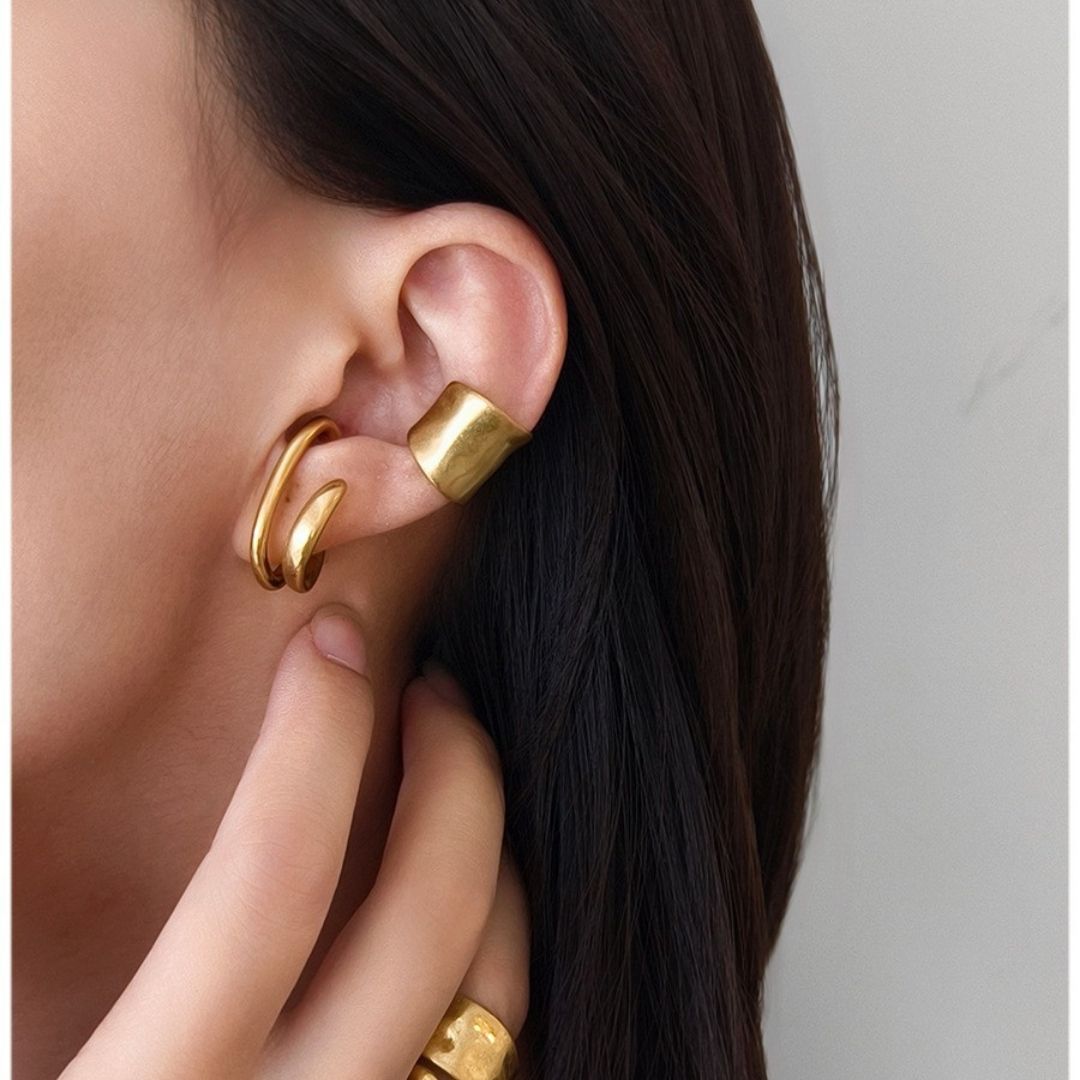 Linear Wide-Band Cuff Earrings