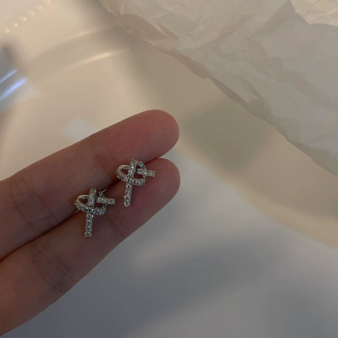 Criss-Cross Sparkle Studs Earrings