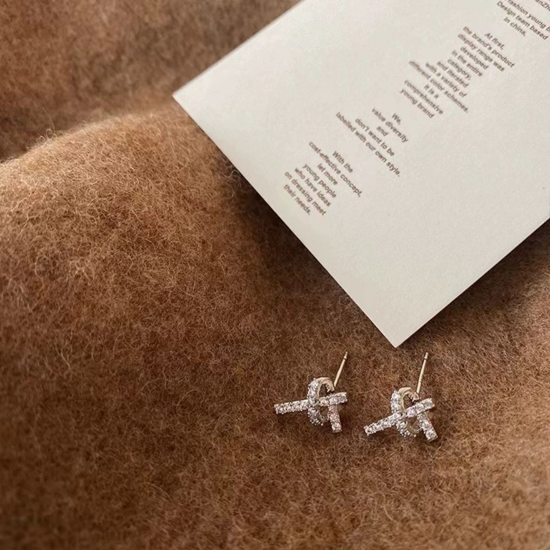 Criss-Cross Sparkle Studs Earrings