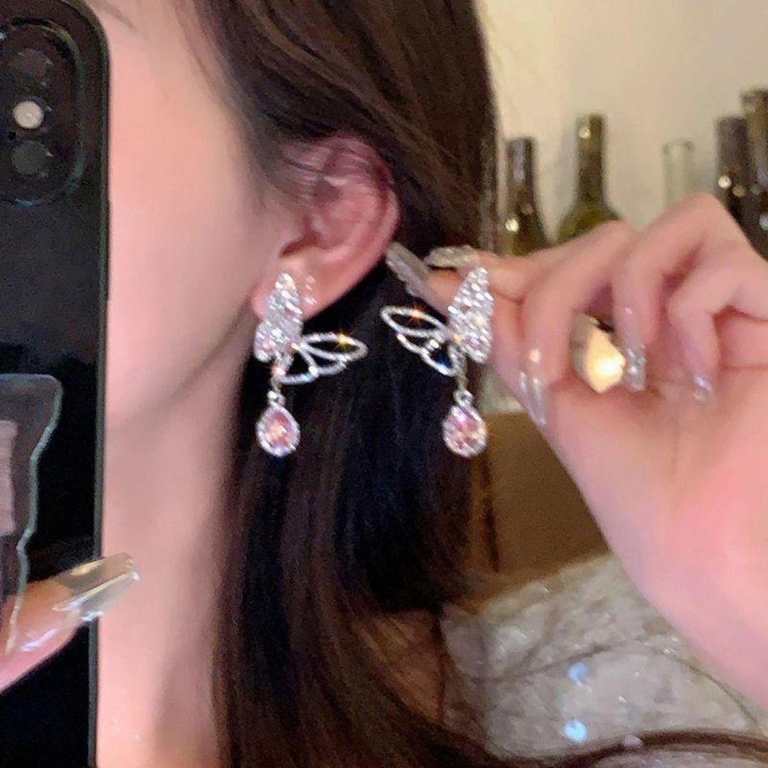 Rosé Wings of Desire Drop Earrings
