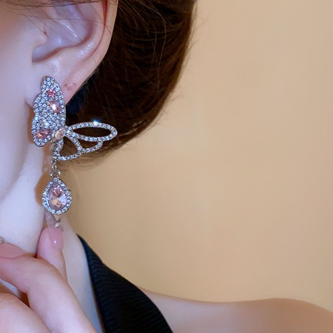 Rosé Wings of Desire Drop Earrings