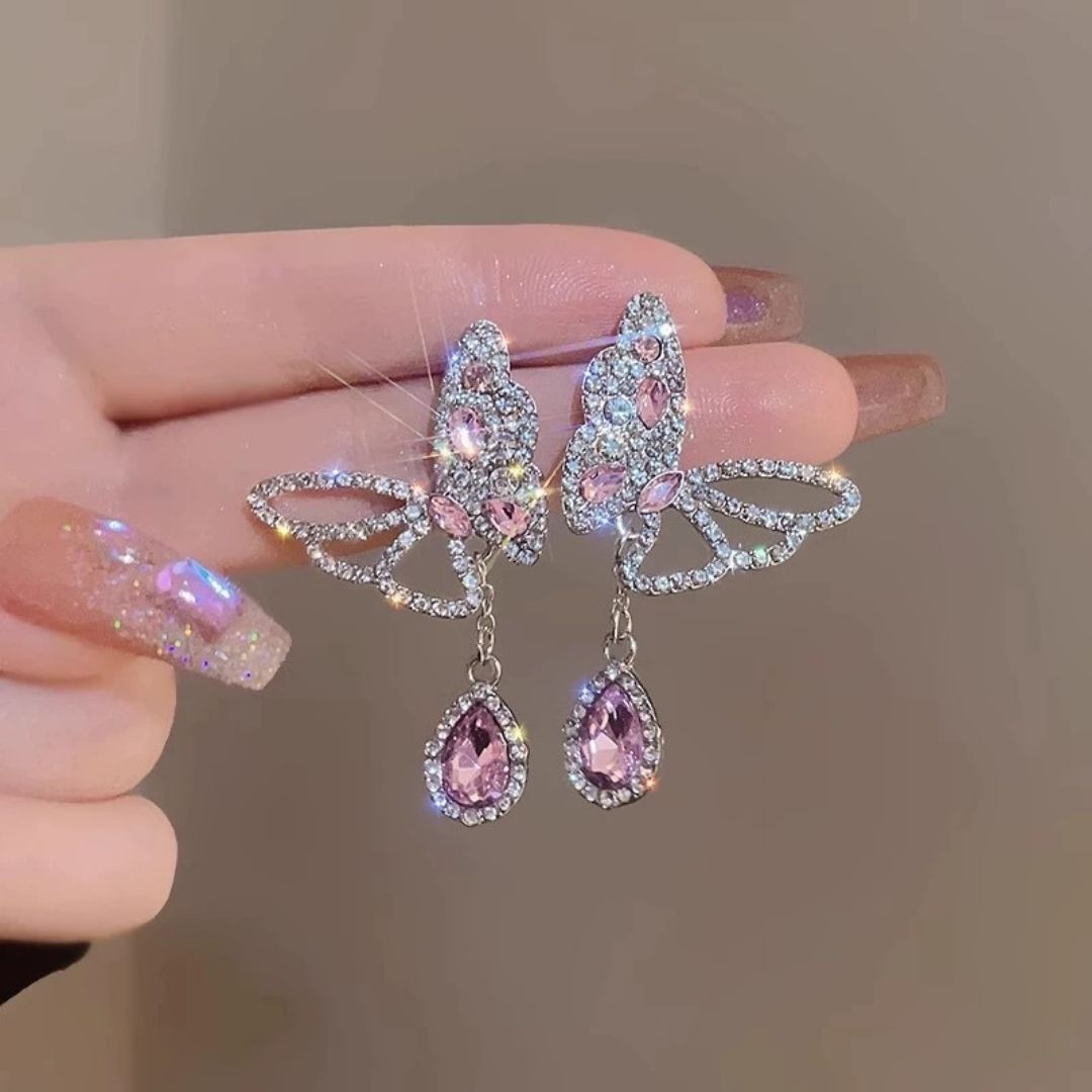 Rosé Wings of Desire Drop Earrings