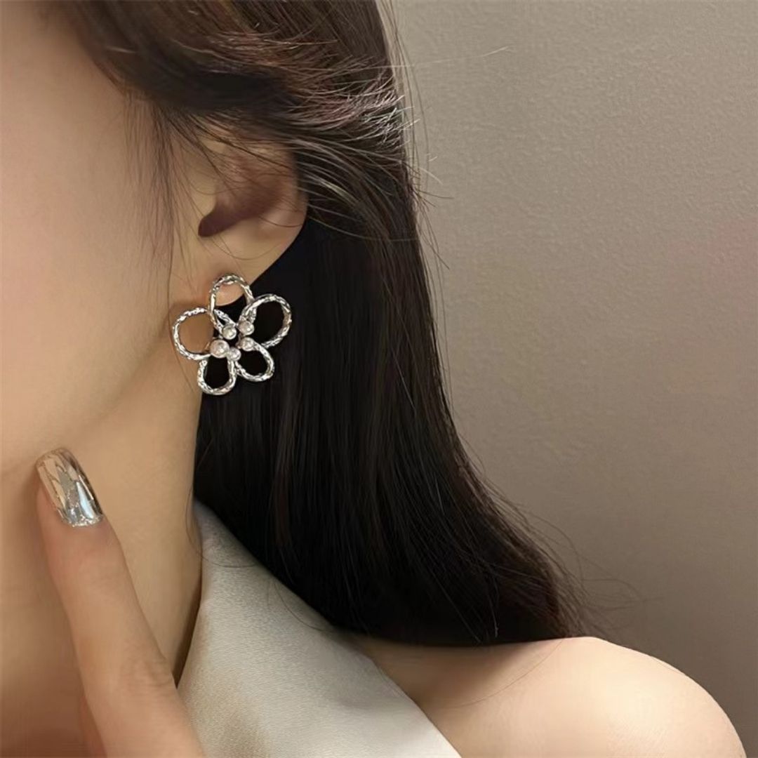 Silver Bloom Halo Earrings