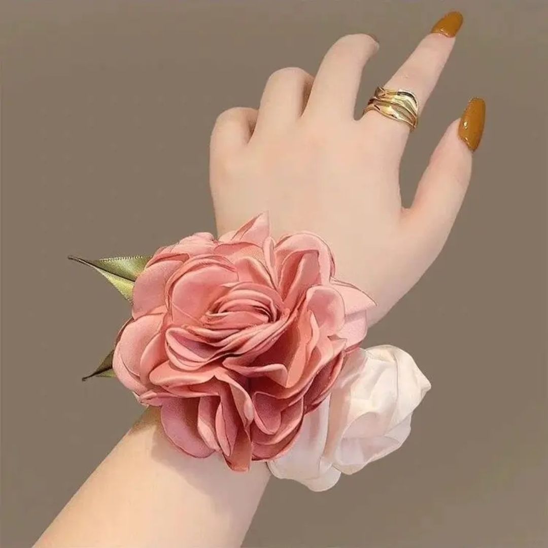 camellia flower scrunchies