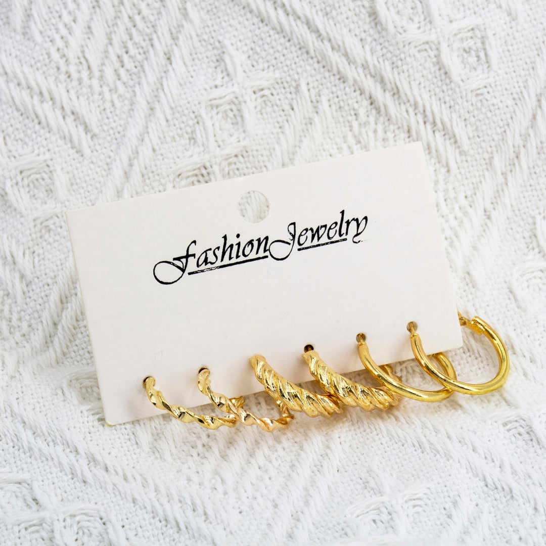 Golden Twists Hoop Combo Earring