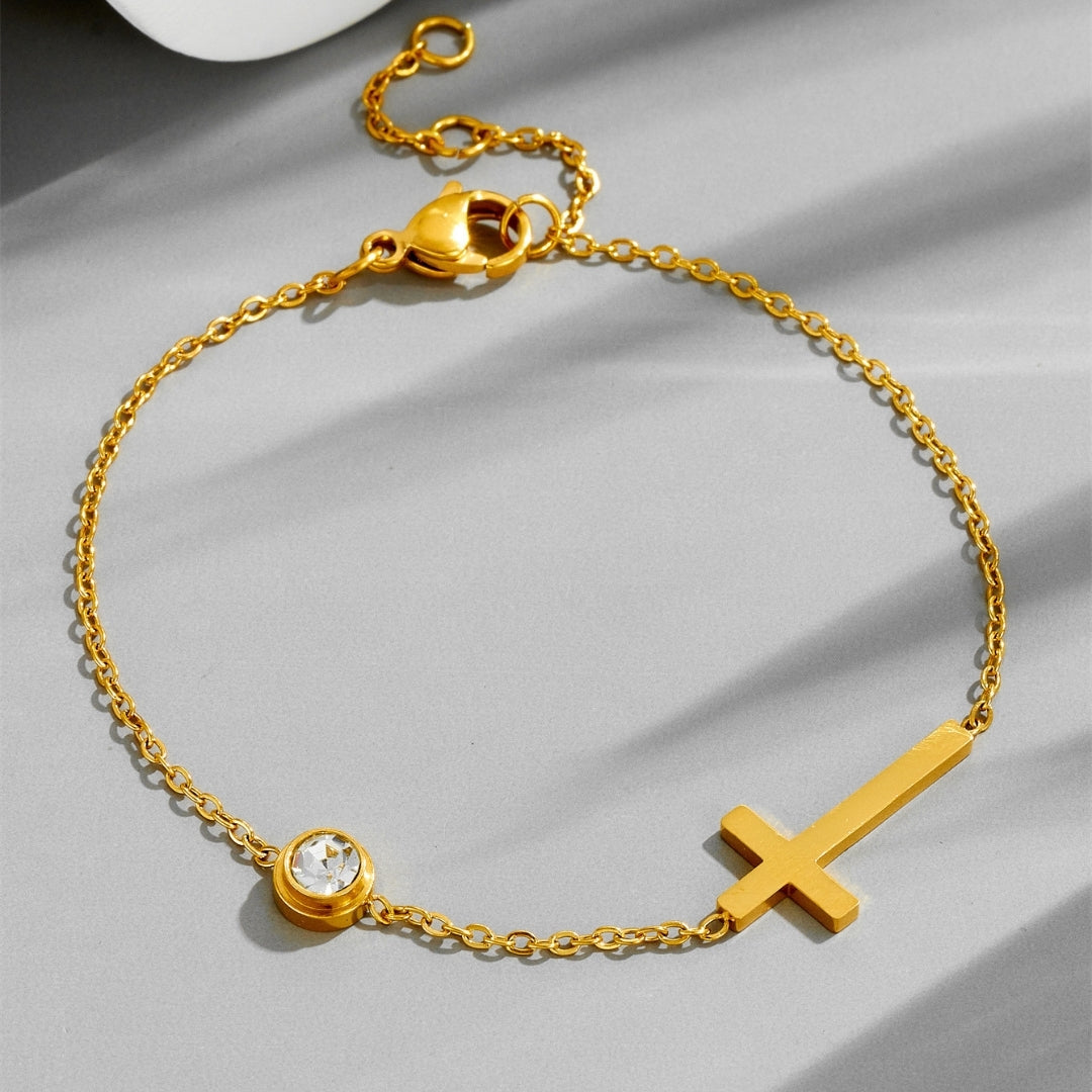 Minimalist Cross Charm Bracelet